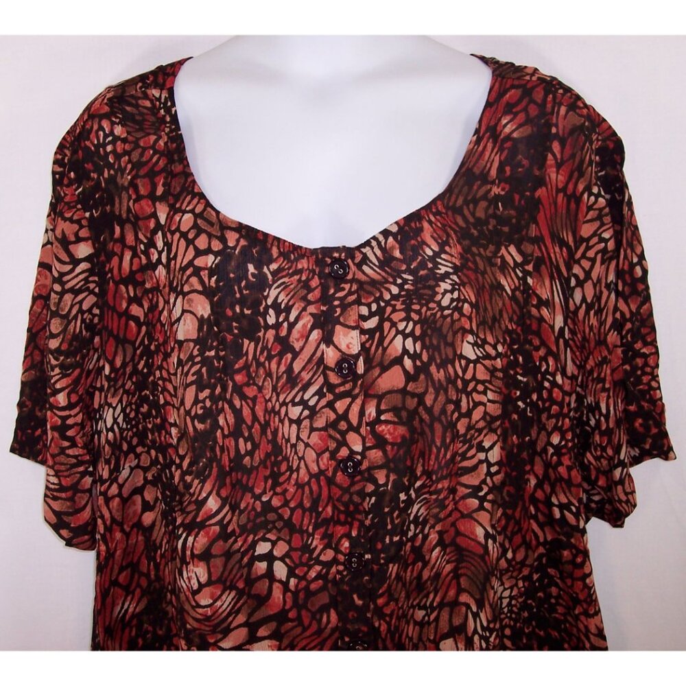 NEW Roaman's 36W Angelina Animal Print Crinkle Crepe Short Sleeve Tunic Top - Picture 5 of 12